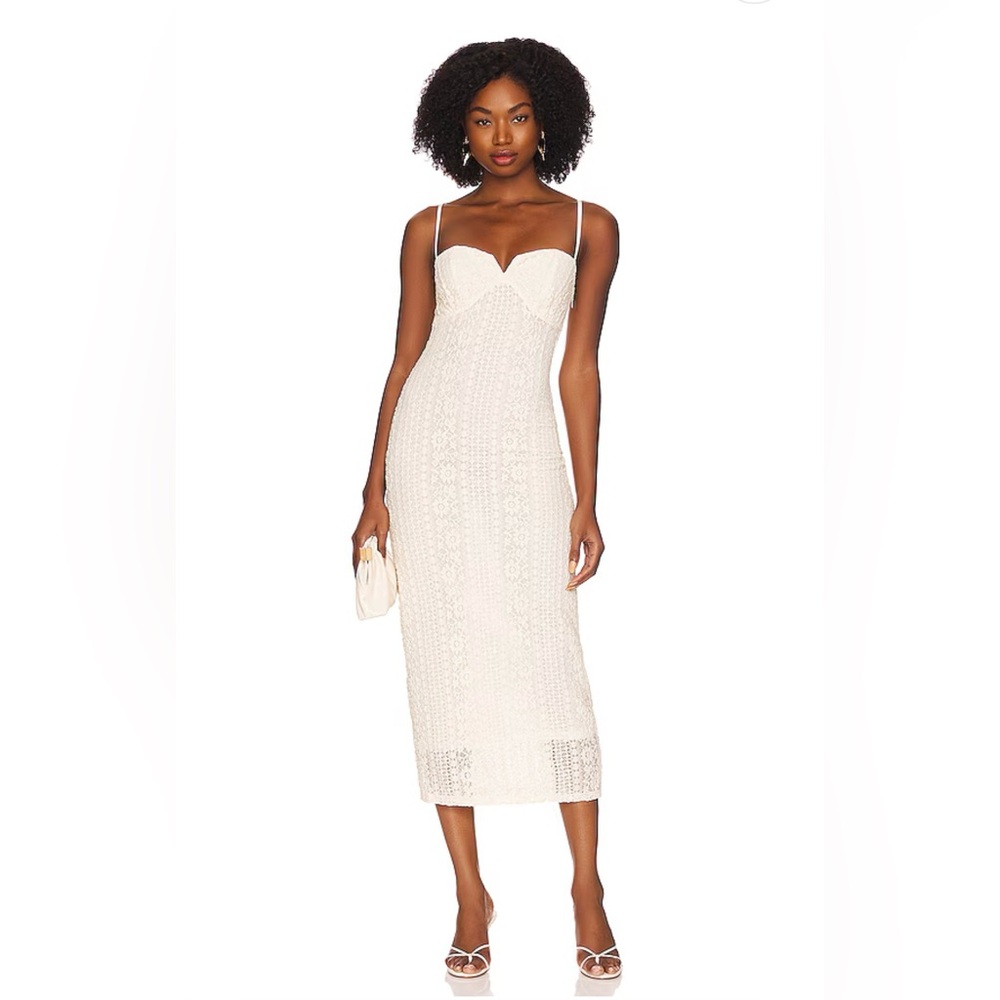 L'Academie | Maxime Midi Dress in Pearl Grey | Size: Small